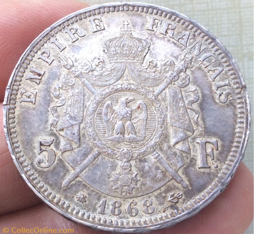 5 francs Napoléon III 1868 A Paris tête laurée monnaie france moderne 5 francs napoleon iii 1868 a paris tete lauree