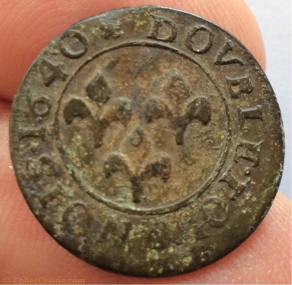 Double tournois Frédéric Henri de Nassau 1640 type 4 monnaie france feodale double tournois frederic henri de nassau 1640 type 4