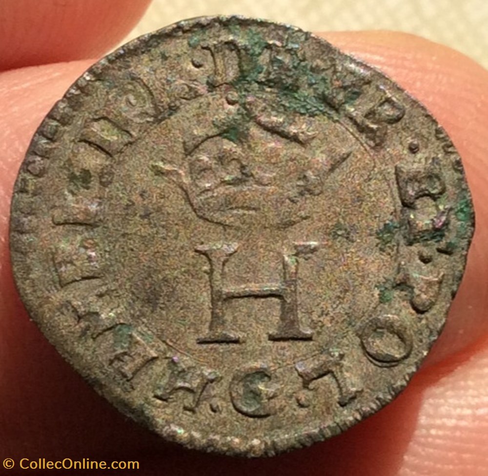 Liard au H couronné de Henri III 1578 G Poitiers monnaies europe medievale france royales liard au h couronne de henri iii 1578 g poitiers