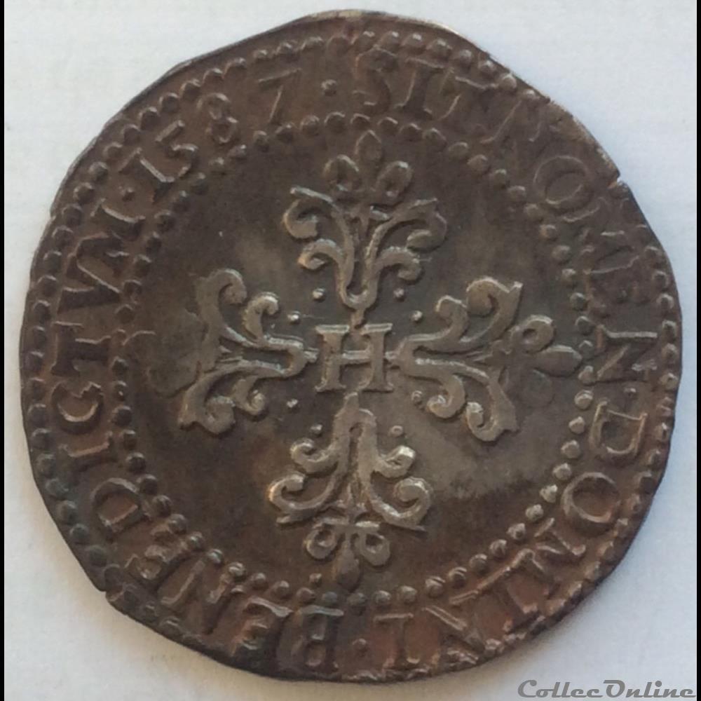 monnaie france royale demi franc au col plat henri iii 1587 b rouen