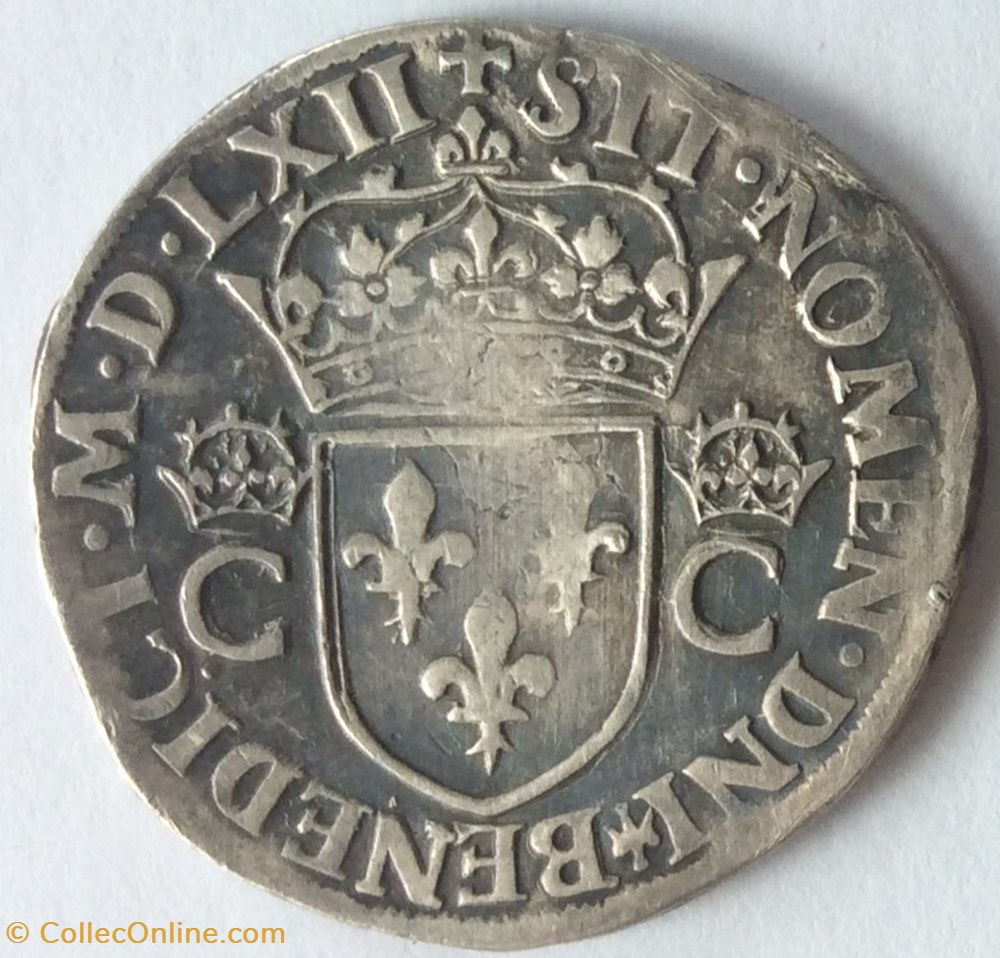 Teston Charles VIIII Paris MDLXII (1562) A monnaies europe medievale france royales teston charles viiii paris mdlxii 1562 a