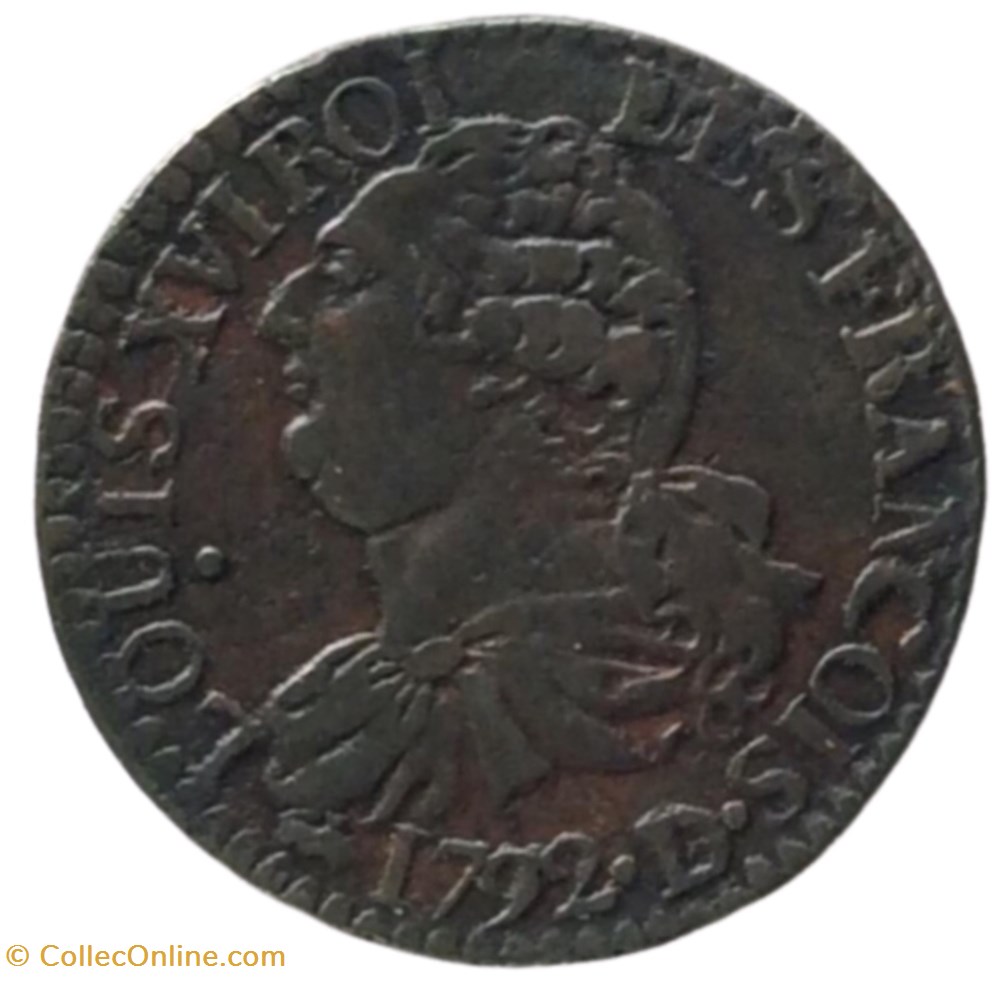 monnaie france moderne 3 deniers type francois louis xvi 1792 d lyon