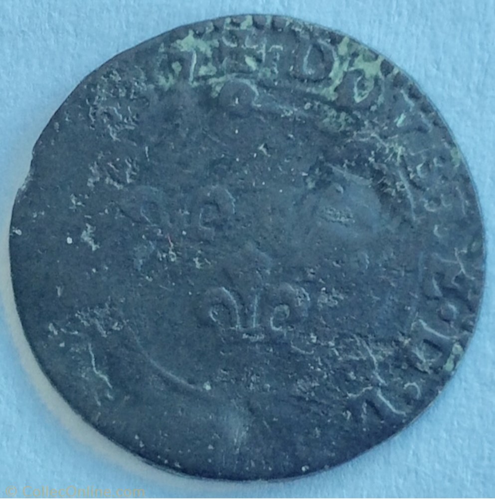 Double de la sou dar Charles 1er 1637 monnaie france feodale double de la sou dar charles 1er 1637