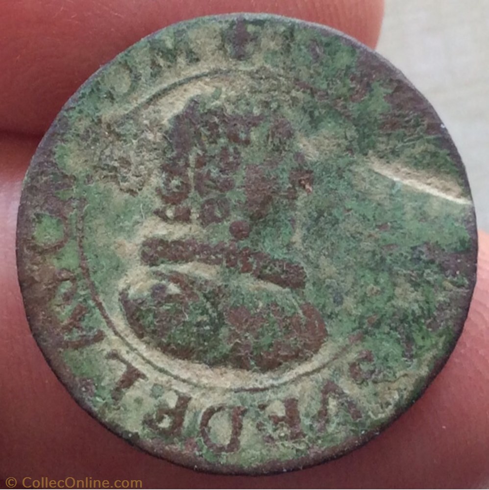 Double tournois Gaston d’Orléans 1634 R type 8 monnaie france feodale double tournois gaston d orleans 1634 r type 8