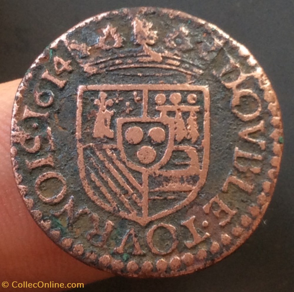 monnaies europe medievale france feodales double tournois henri de la tour 1614 type 5