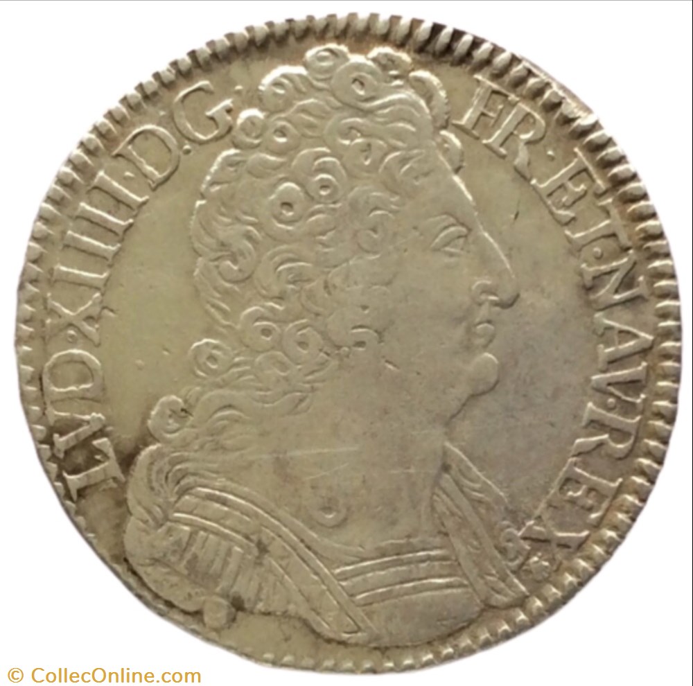 Demi écu aux trois couronnes Louis XIV 1712 V Troyes monnaie france royale demi ecu aux trois couronnes louis xiv 1712 v troyes