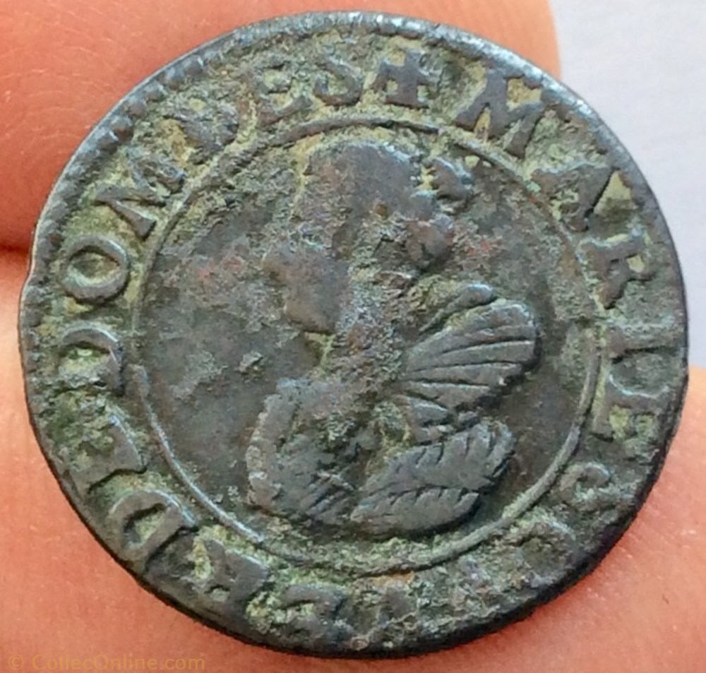 monnaie france feodale double tournois 1627 marie de bourbon montpensier
