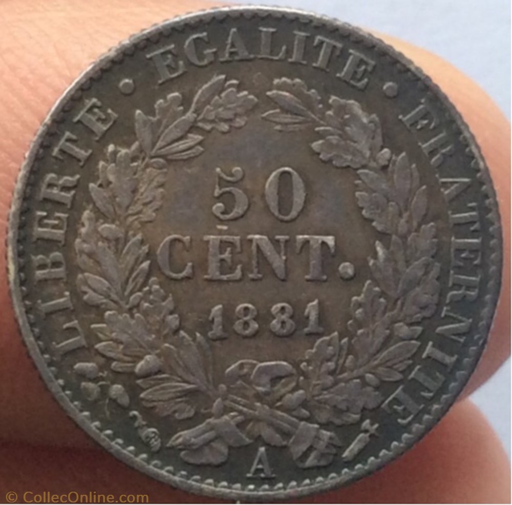 50 cent Cérès 1881 A Paris monnaie france moderne 50 cent ceres 1881 a paris