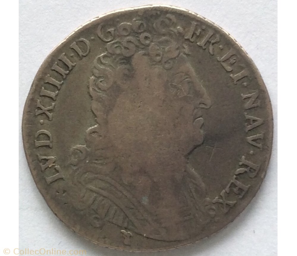 Quart d’écu aux trois couronnes Louis XIV 1709 D Lyon monnaie france royale quart d ecu aux trois couronnes louis xiv 1709 d lyon