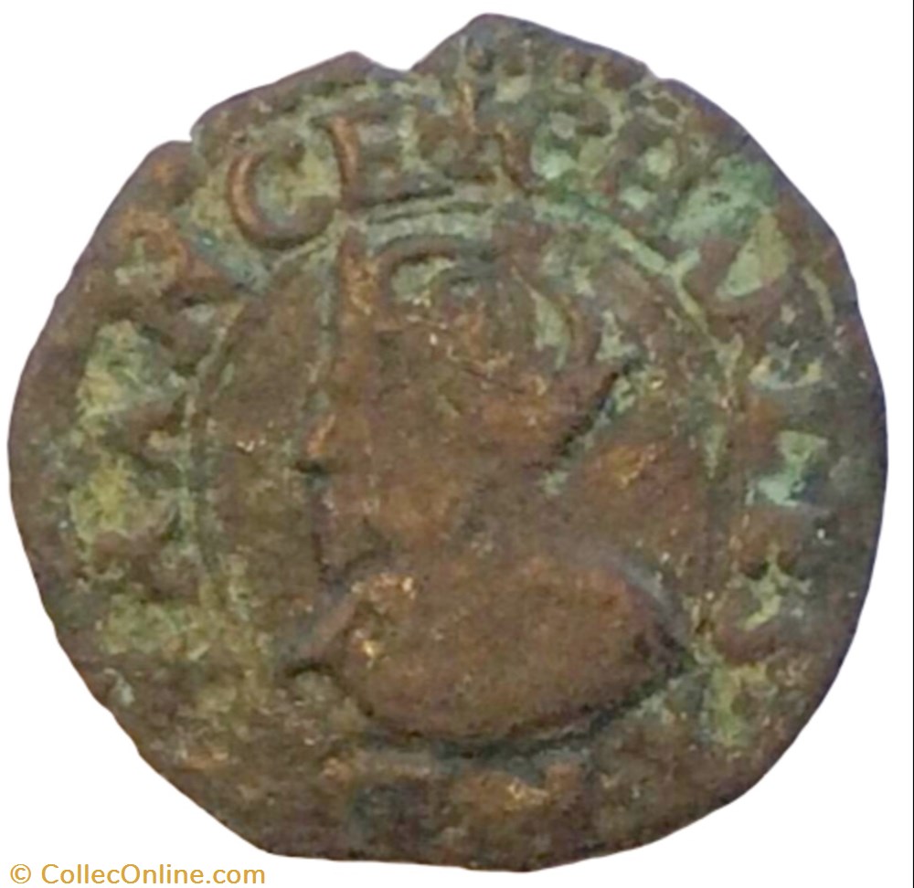 Denier tournois Charles X 1592 S Troyes monnaie france royale denier tournois charles x 1592 s troyes