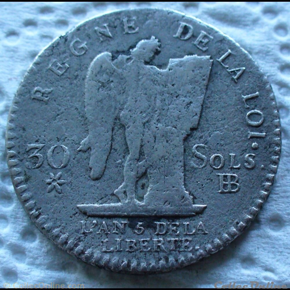 monnaie france royale 30 sols au genie type francais louis xvi 1793 bb strasbourg