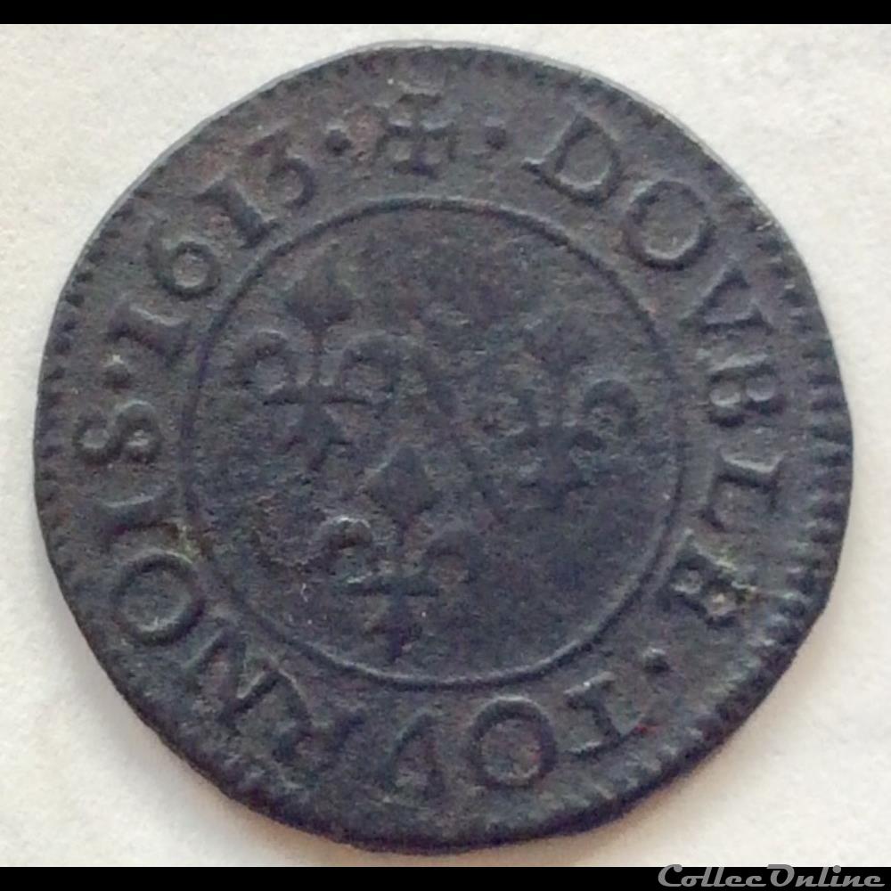 François de Bourbon conti double tournois type 1 1613 monnaie france feodale francois de bourbon conti double tournois type 1 1613