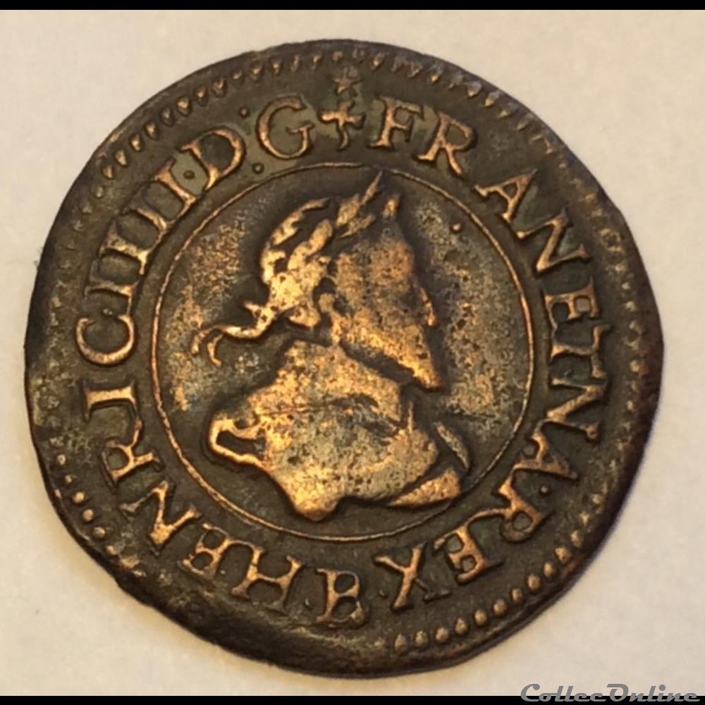 Double tournois Henri IIII 1594 B Dieppe monnaie france royale double tournois henri iiii 1594 b dieppe