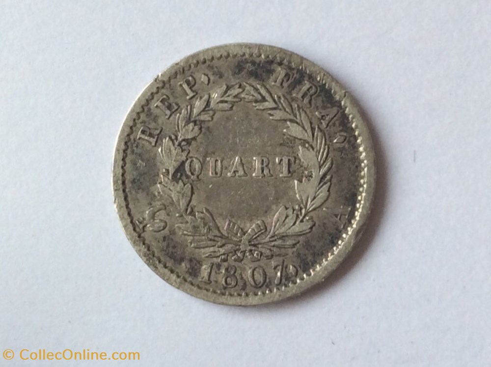 Quart de franc Napoléon 1er 1807 A monnaies monde france quart de franc napoleon 1er 1807 a