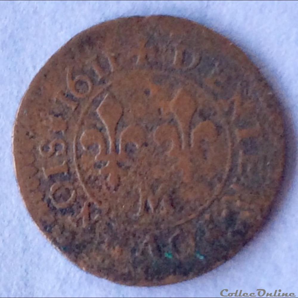 monnaies europe medievale a france royales denier tournois louis xiii 1611 m toulouse