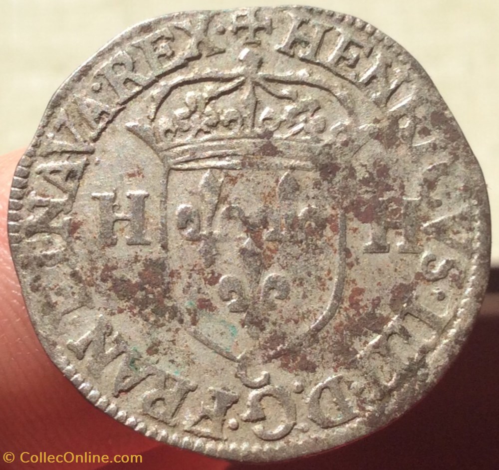 Douzain Aux 2 H De Henri Iiii 1592 C Saint Lo Coins French Coins