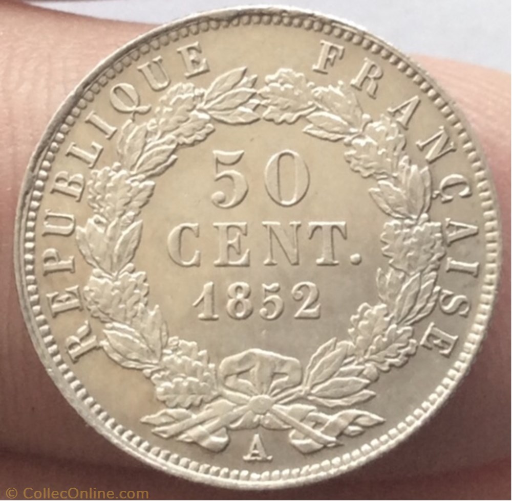 50 cent Louis Napoléon Bonaparte 1852 A Paris monnaie france moderne 50 cent louis napoleon bonaparte 1852 a paris