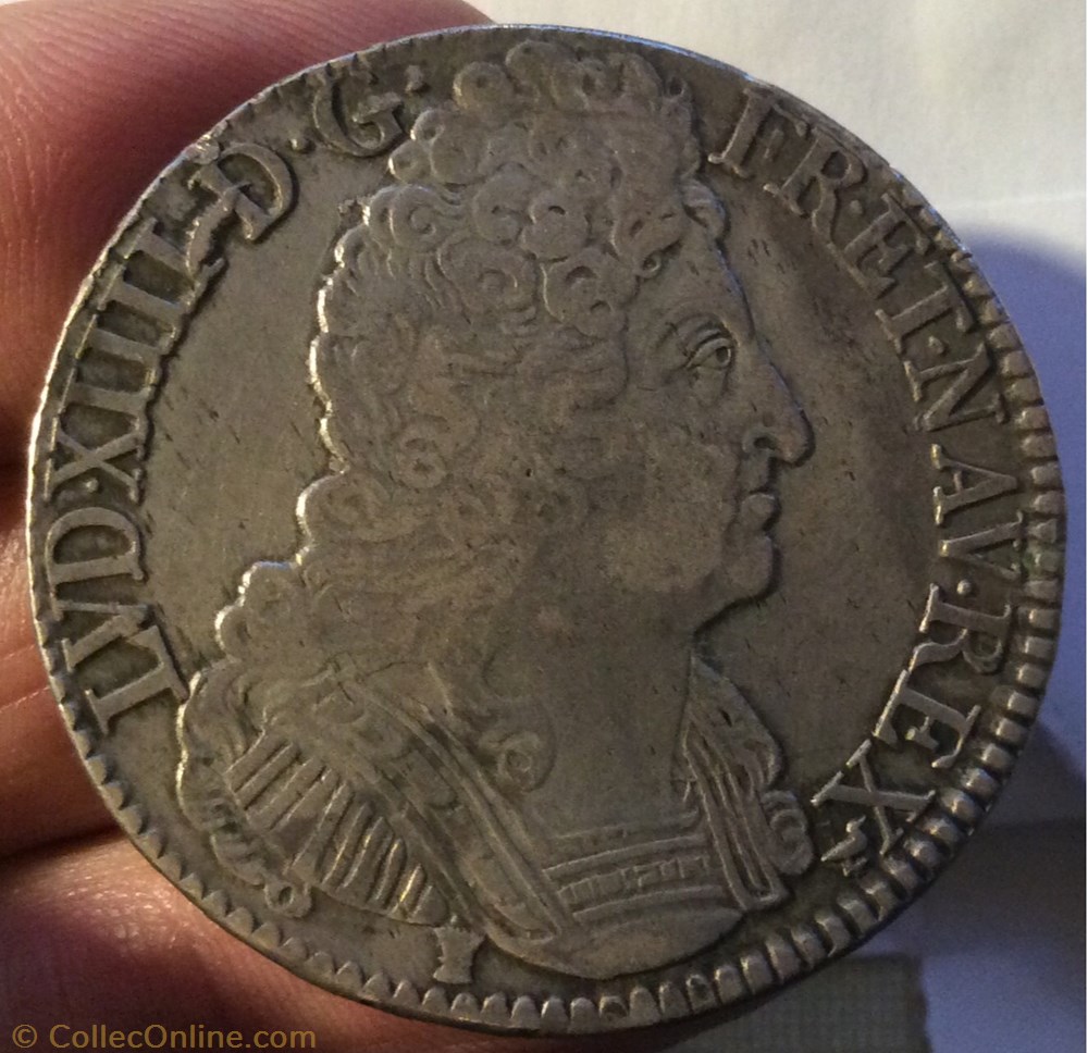 Écu aux 3 couronnes Louis XIV 1711 Rennes 9 monnaie france royale ecu aux 3 couronnes louis xiv 1711 rennes 9