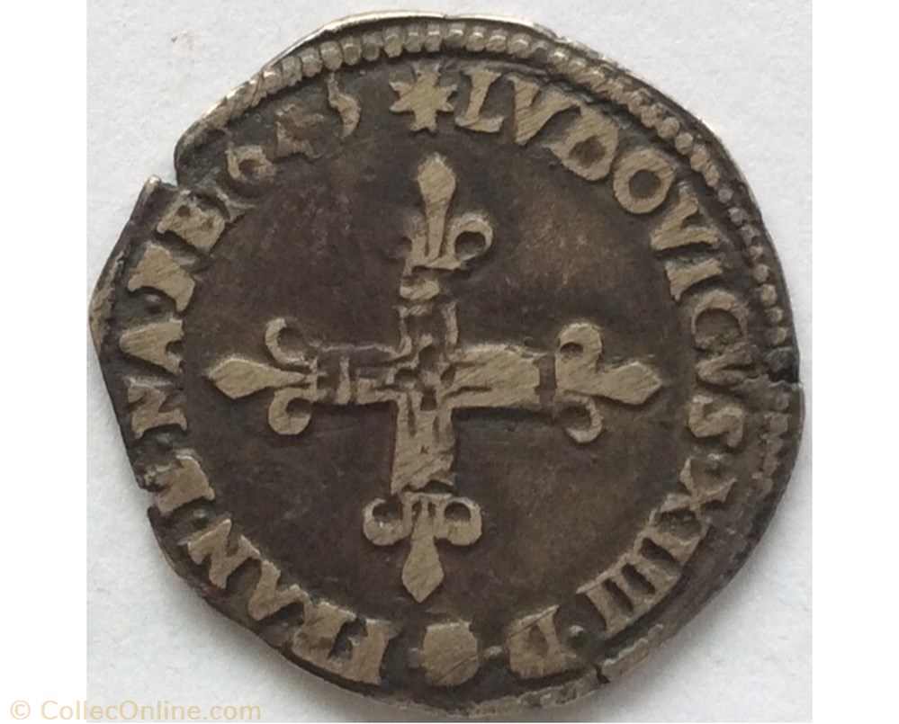Huitième d’écu Louis XIV 1645 L Bayonne monnaie france royale huitieme d ecu louis xiv 1645 l bayonne