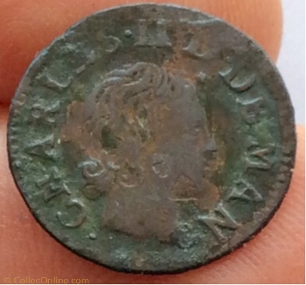 Denier tournois Charles II de Gonzague 1654 monnaie france feodale denier tournois charles ii de gonzague 1654