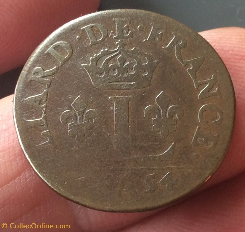 Liard de France Louis XIV 1654 A au L couronné premier type monnaies europe medievale royales liard de france louis xiv 1654 a au l couronne premier type