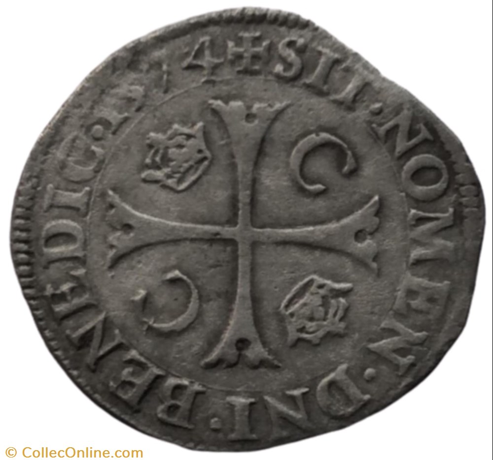Douzain aux 2 C couronnés de Charles IX Poitiers 1574 G monnaie france royale douzain aux 2 c couronnes de charles ix poitiers 1574 g