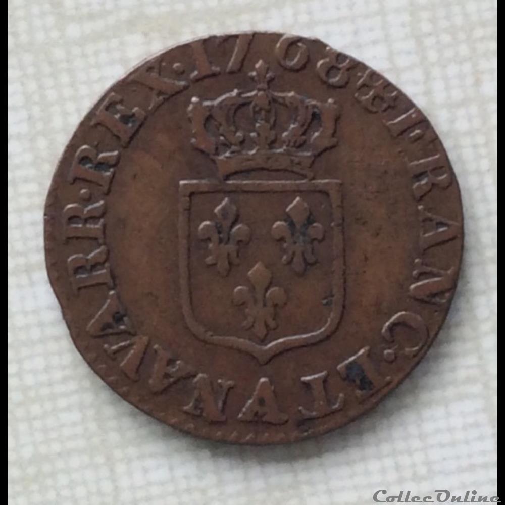 Liard à la vieille tête Louis XV 1768 A Paris monnaie france royale liard a la vieille tete louis xv 1768 a paris