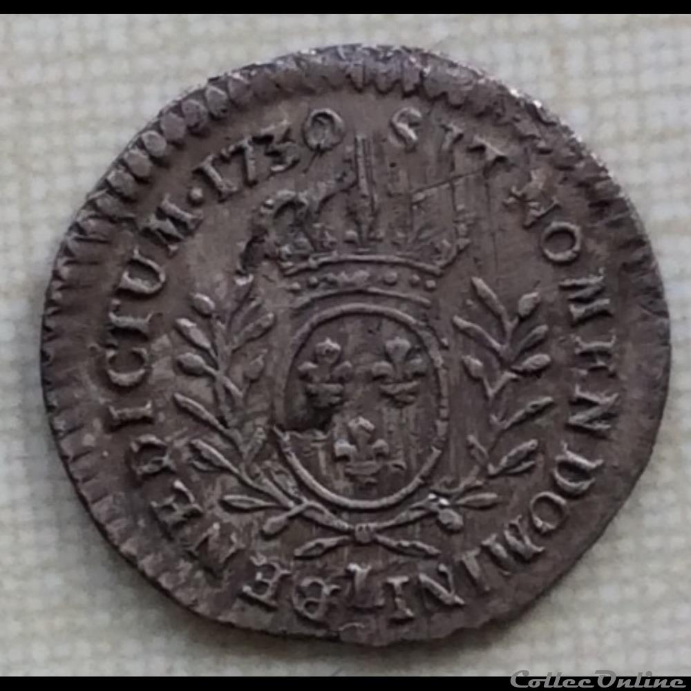 Vingtième d’écu aux branches d’oliviers Louis XV 1730 L Bayonne monnaie france royale vingtieme d ecu aux branches d oliviers louis xv 1730 l bayonne