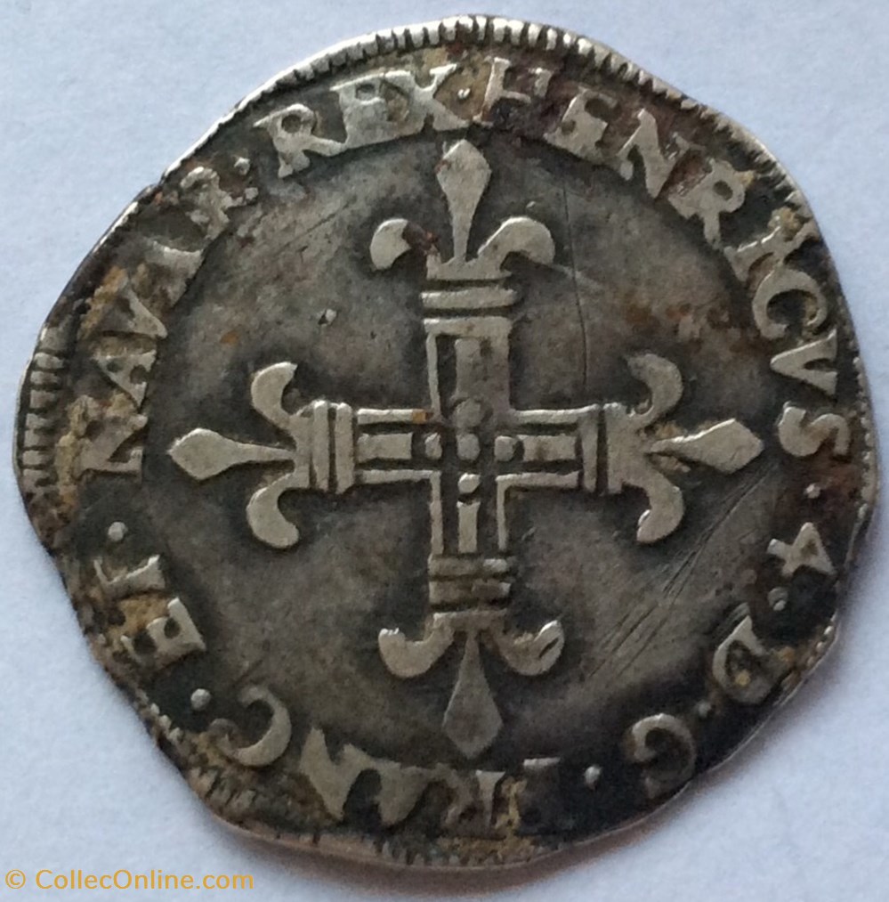 Quart d’écu de Navarre Henri IIII 1604 Saint Palais monnaies europe medievale france royales quart d ecu de navarre henri iiii 1604 saint palais