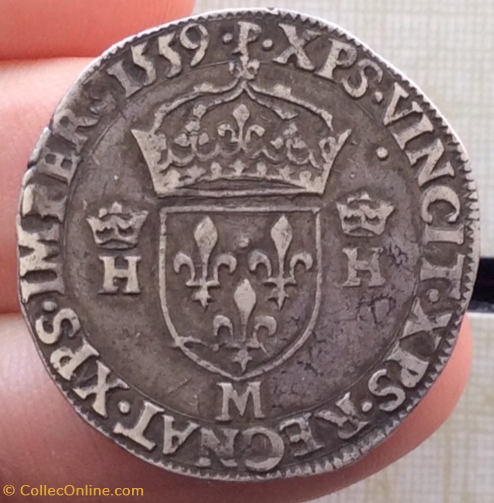 Teston de François II au nom de Henri II 1559 M Toulouse monnaies europe medievale france royales teston de francois ii au nom de henri ii 1559 m toulouse
