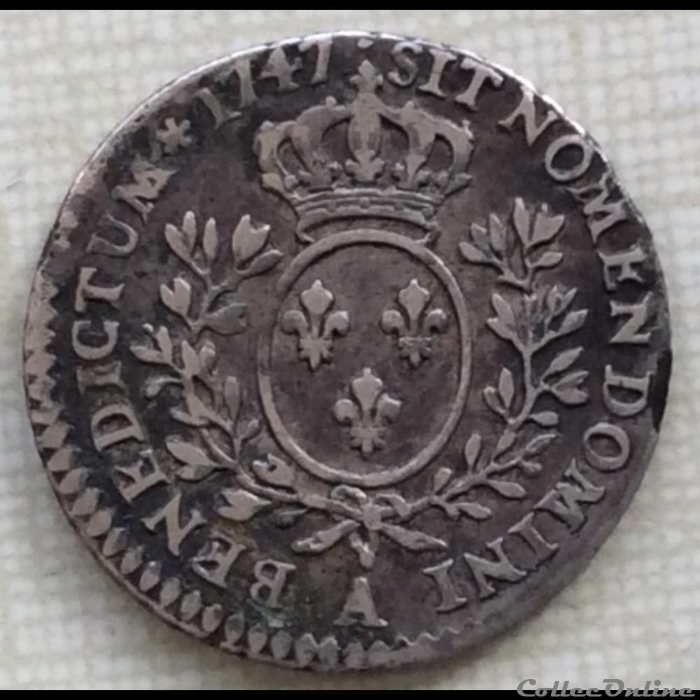 Dixième d’écu au bandeau Louis XV 1747 A Paris monnaie france royale dixieme d ecu au bandeau louis xv 1747 a paris