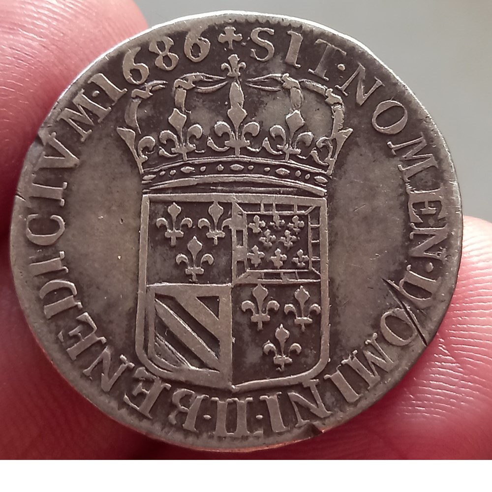 Quart d’écu des Flandres Louis XIV 1686 LL Lille monnaies europe medievale france royales quart d ecu des flandres louis xiv 1686 ll lille