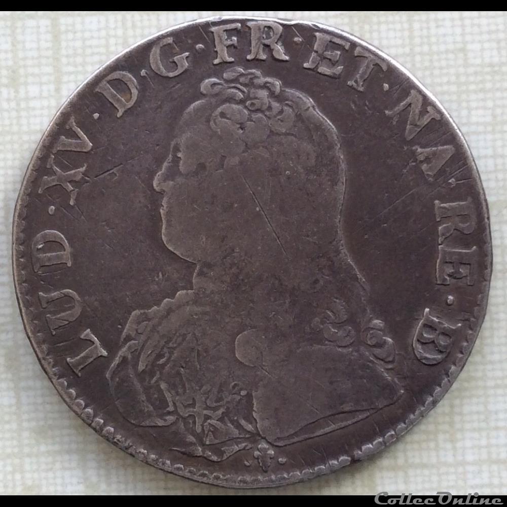 Écu aux branches d’oliviers du Béarn Louis XV 1730 Pau monnaie france royale ecu aux branches d oliviers du bearn louis xv 1730 pau