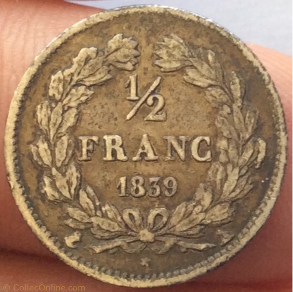 1/2 franc Louis-Philippe 1839 A Paris monnaie france moderne 1 2 franc louis philippe 1839 a paris