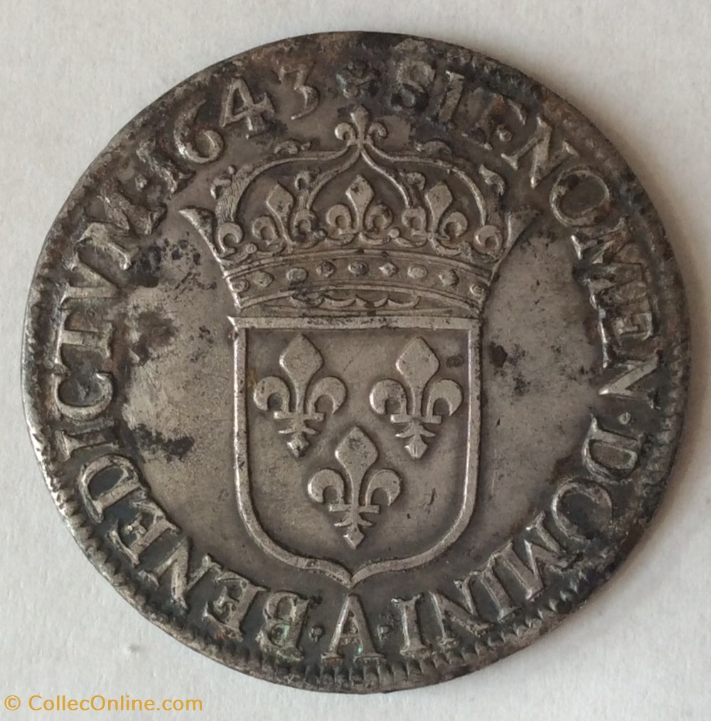 monnaies europe medievale france royales ecu d argent de 60 sols louis xiii 1643 a paris