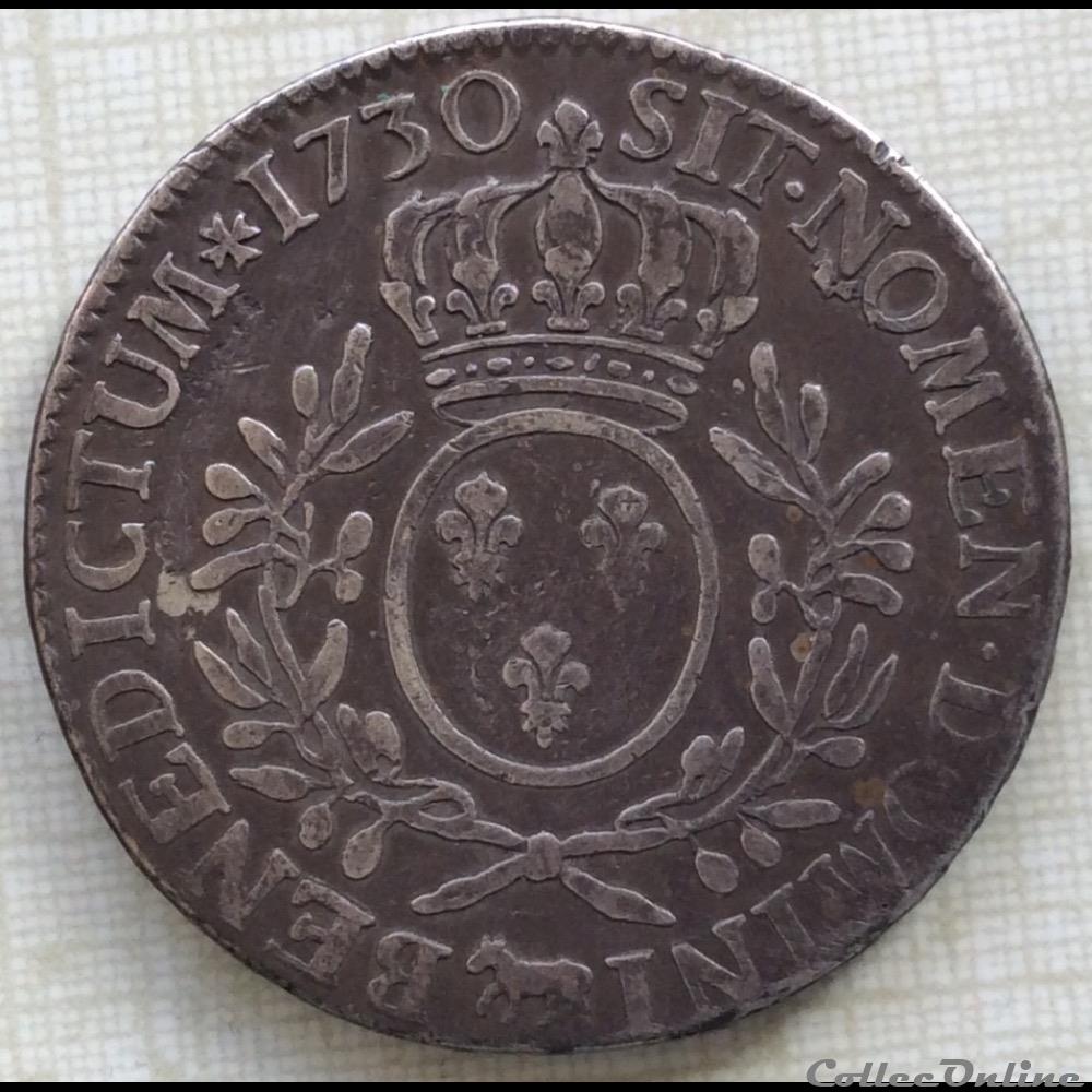Écu aux branches d’oliviers du Béarn Louis XV 1730 Pau monnaie france royale ecu aux branches d oliviers du bearn louis xv 1730 pau