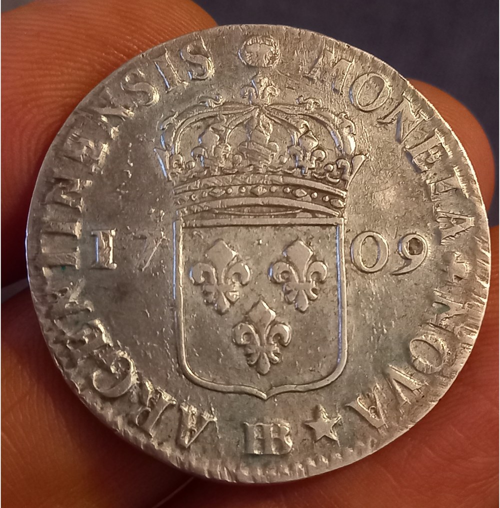 44 sols de Strasbourg Louis XIV 1709 BB monnaies europe medievale france royales 44 sols de strasbourg louis xiv 1709 bb