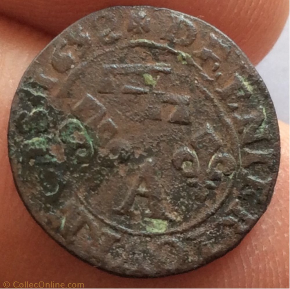 monnaies europe medievale france feodales denier tournois gaston d orleans 1652 type 13 frappe decalee deenier