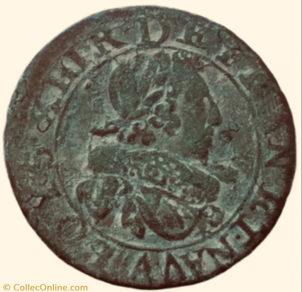 Double tournois Louis XIII 1629 A Paris monnaie france royale double tournois louis xiii 1629 a paris