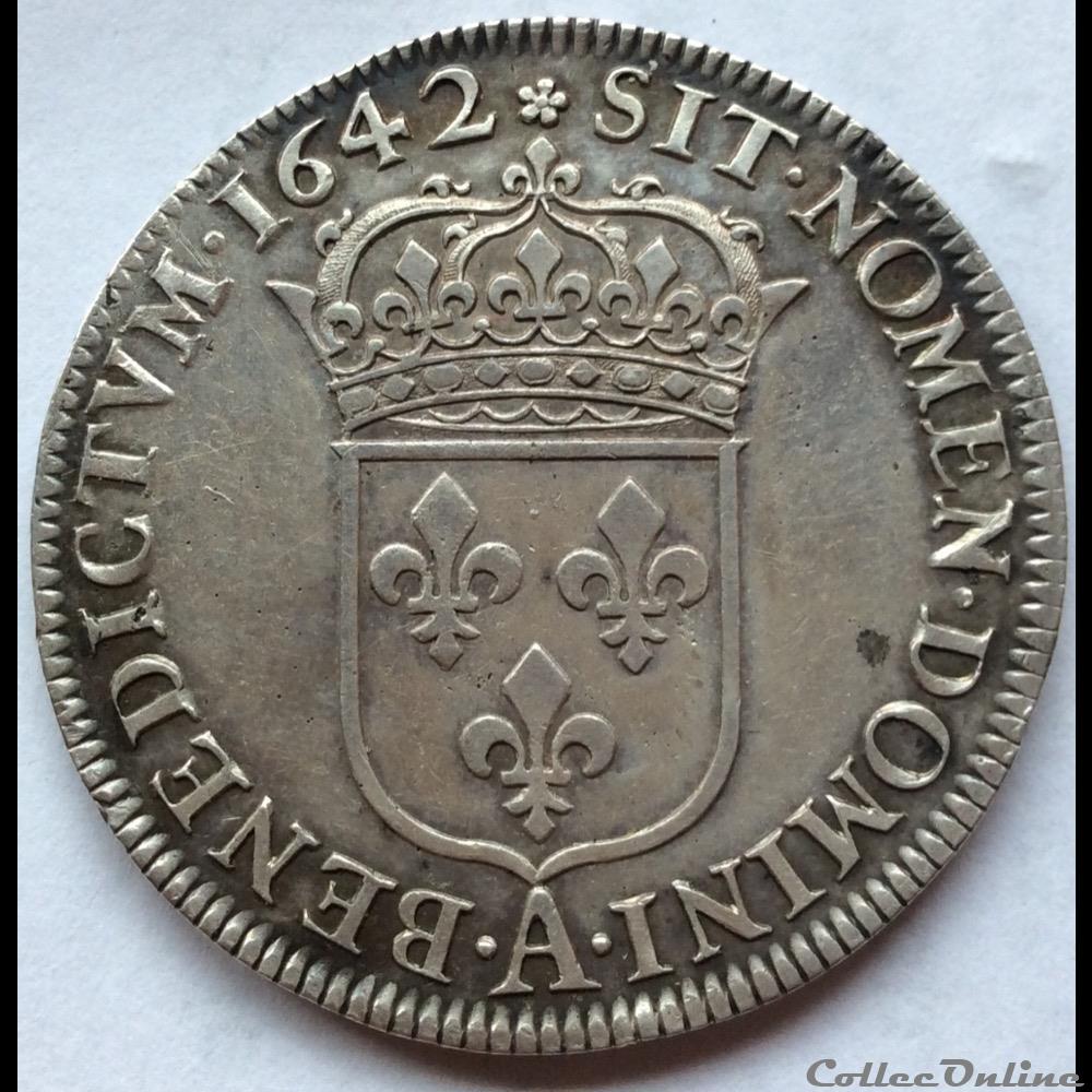 monnaie france royale demi ecu de warin 1er poincon louis xiii 1642 a rose