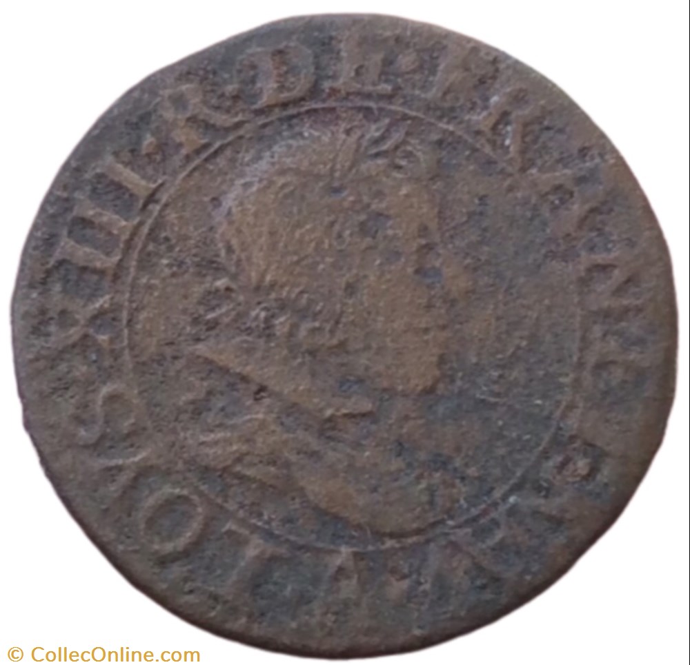 Double tournois Louis XIII 1626 A Paris monnaie france royale double tournois louis xiii 1626 a paris