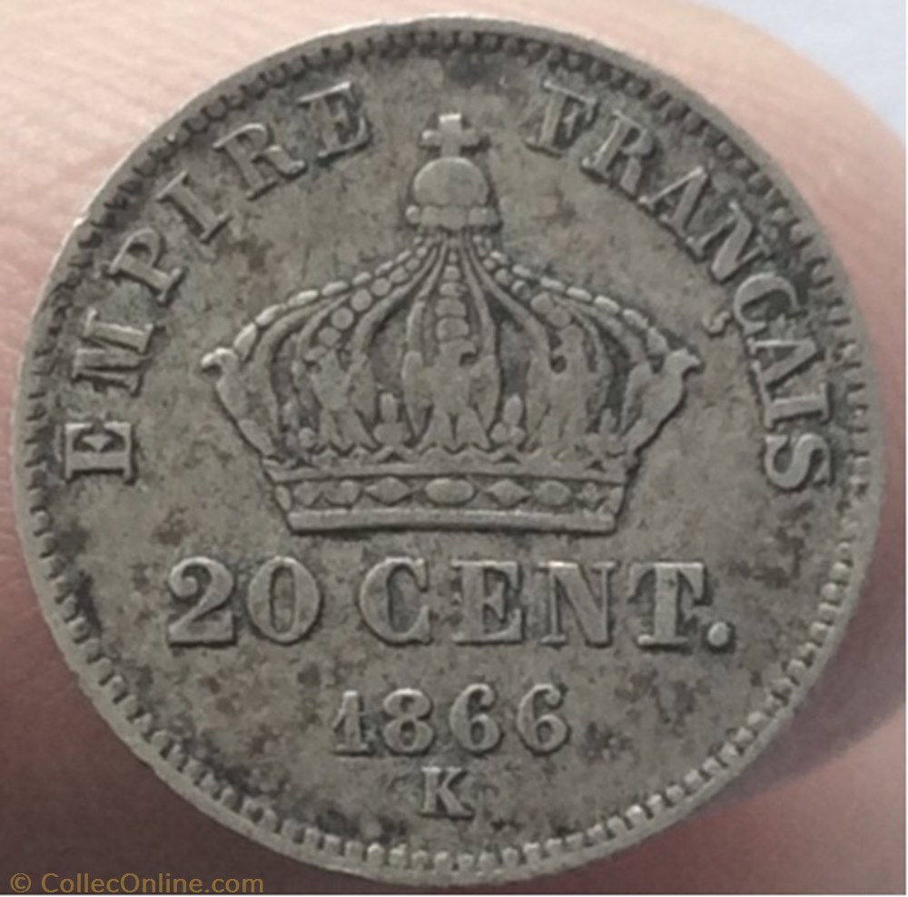 20 cent Napoléon III 1866 K tête laurée Bordeaux petit module monnaie france moderne 20 cent napoleon iii 1866 k tete lauree bordeaux petit module