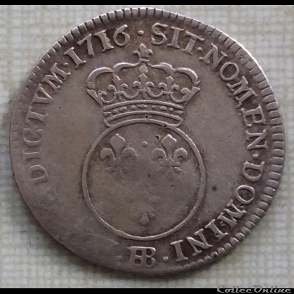 monnaie france royale dixieme d ecu vertugadin flan neuf louis xv 1716 bb strasbourg