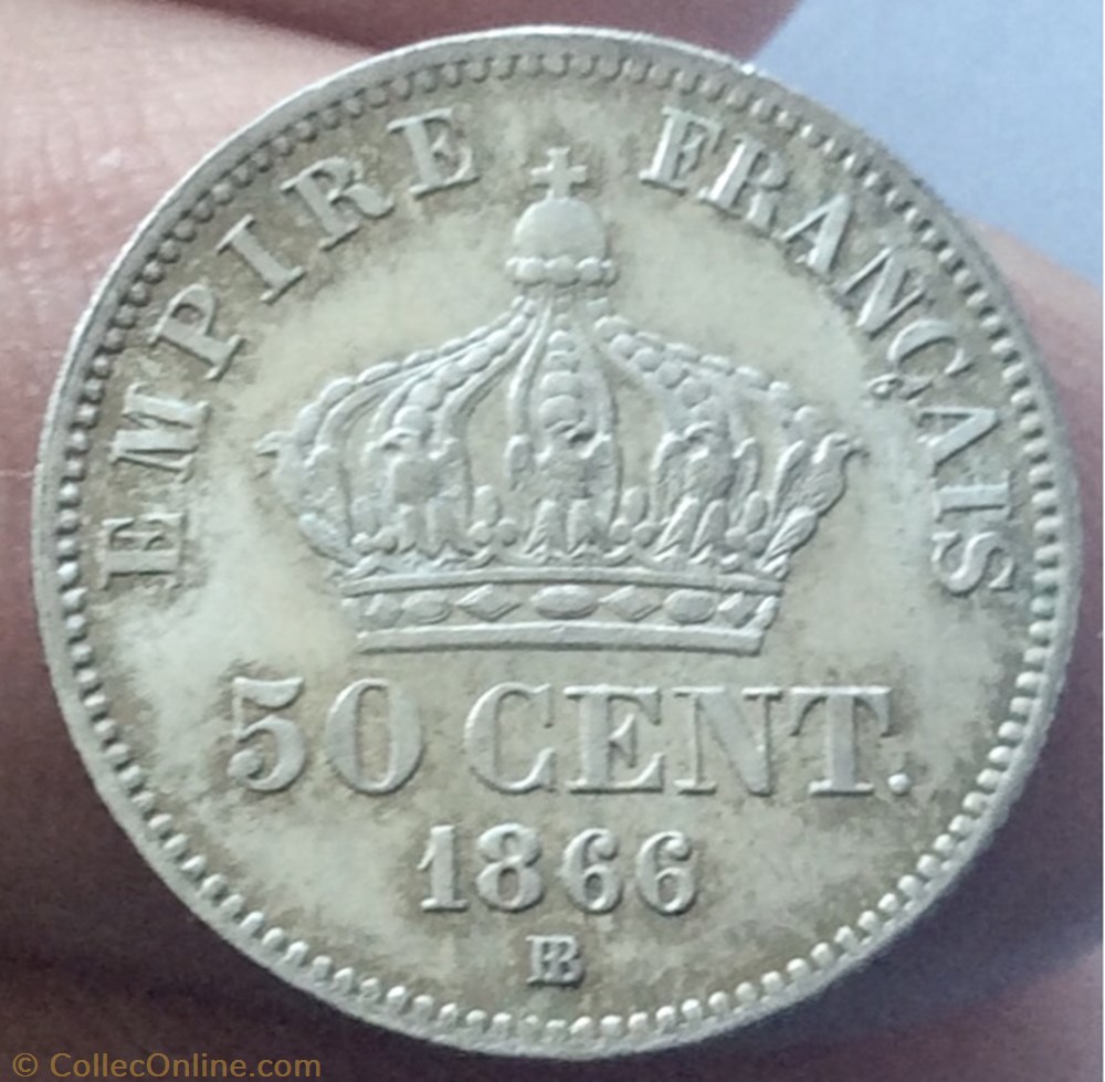 50 cent Napoléon III 1866 BB tête laurée STRASBOURG monnaie france moderne 50 cent napoleon iii 1866 bb tete lauree strasbourg
