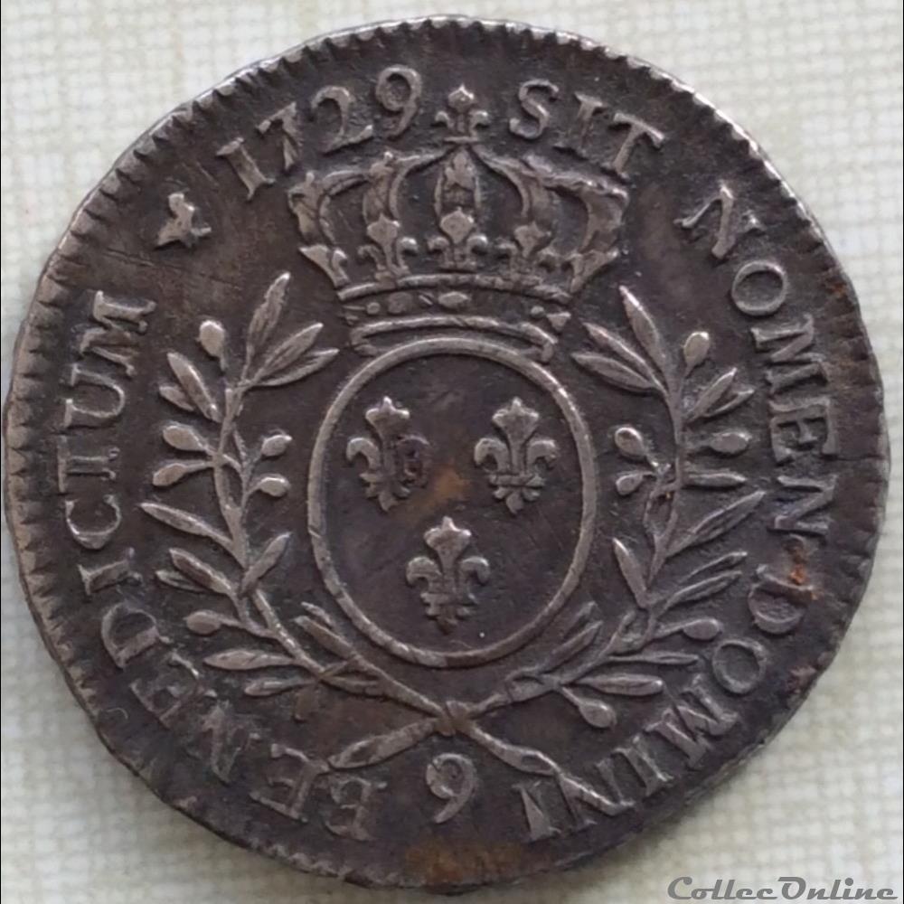 Demi écu aux branches d’oliviers Louis XV 1729 9 Rennes monnaie france royale demi ecu aux branches d oliviers louis xv 1729 9 rennes