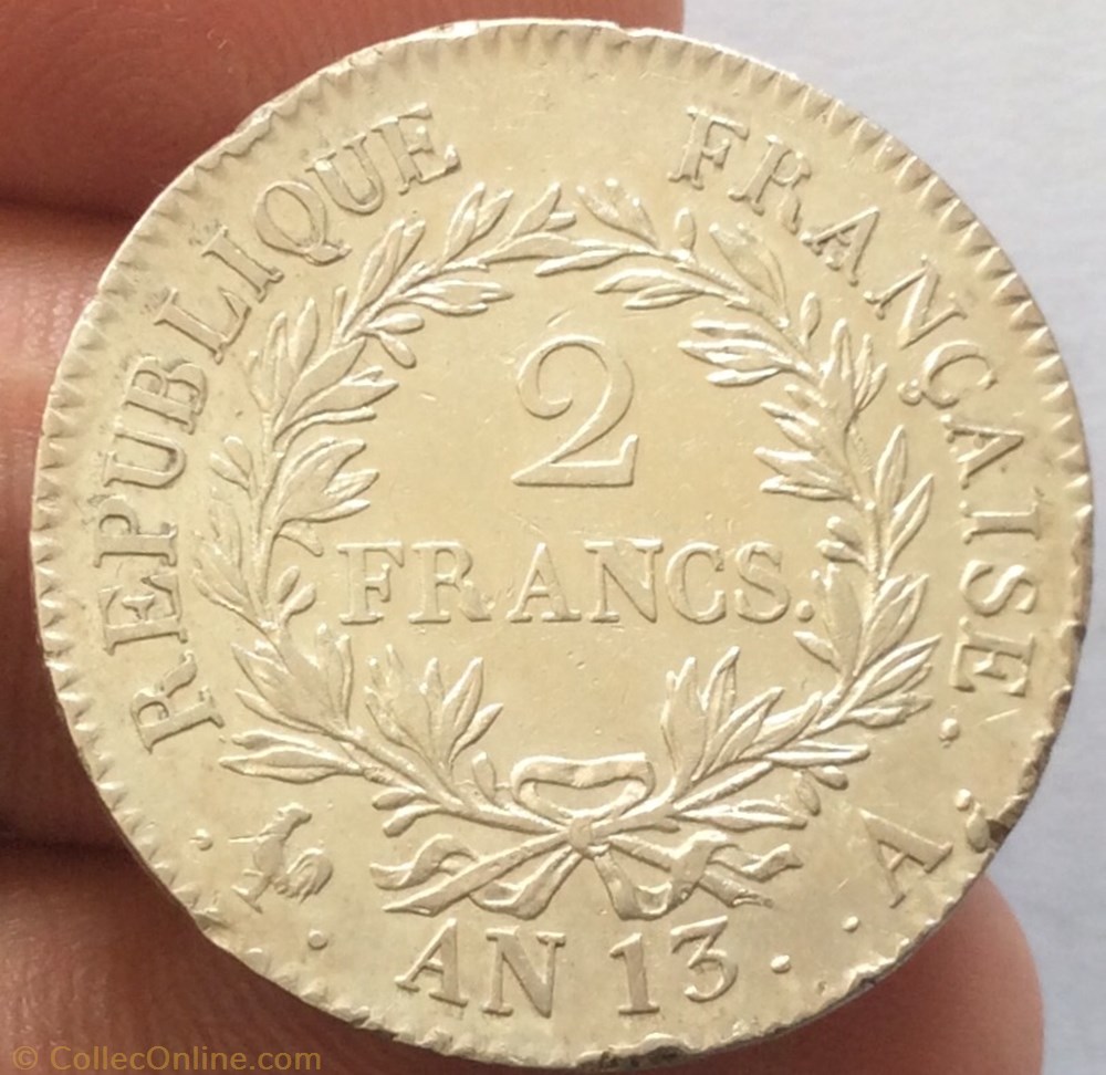 2 francs Napoléon 1er An 13 A Paris tête nue Revers république monnaie france moderne 2 francs napoleon 1er an 13 a paris tete nue revers republique