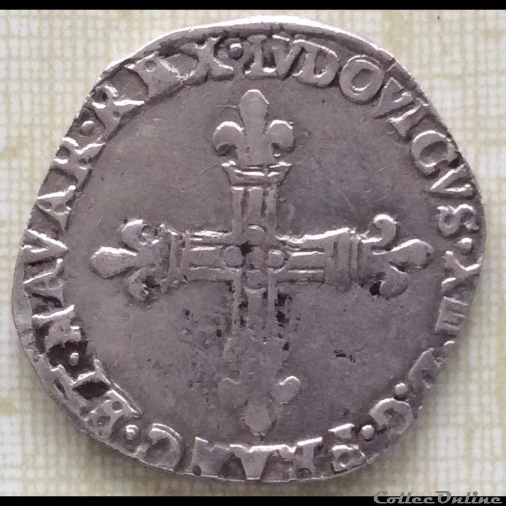 Quart d’écu de Navarre Louis XIII 1621 Saint palais monnaie france royale quart d ecu de navarre louis xiii 1621 saint palais