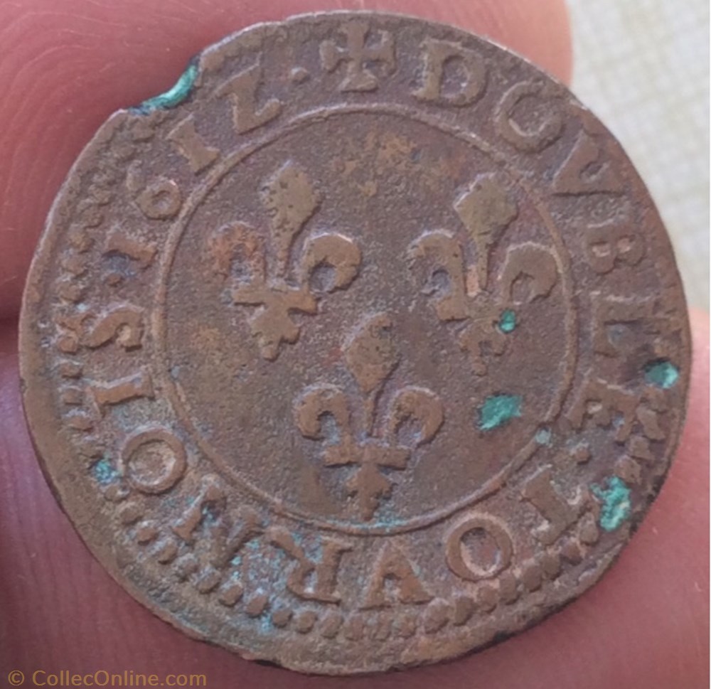 Double tournois Louis XIII 161Z K Bordeaux monnaie france royale double tournois louis xiii 161z k bordeaux