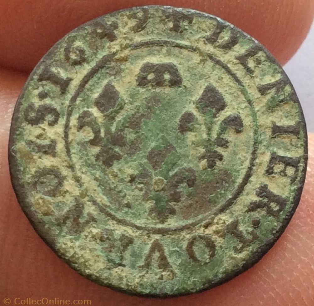 Denier tournois Gaston d’Orléans 1649 type 8 monnaie france feodale denier tournois gaston d orleans 1649 type 8