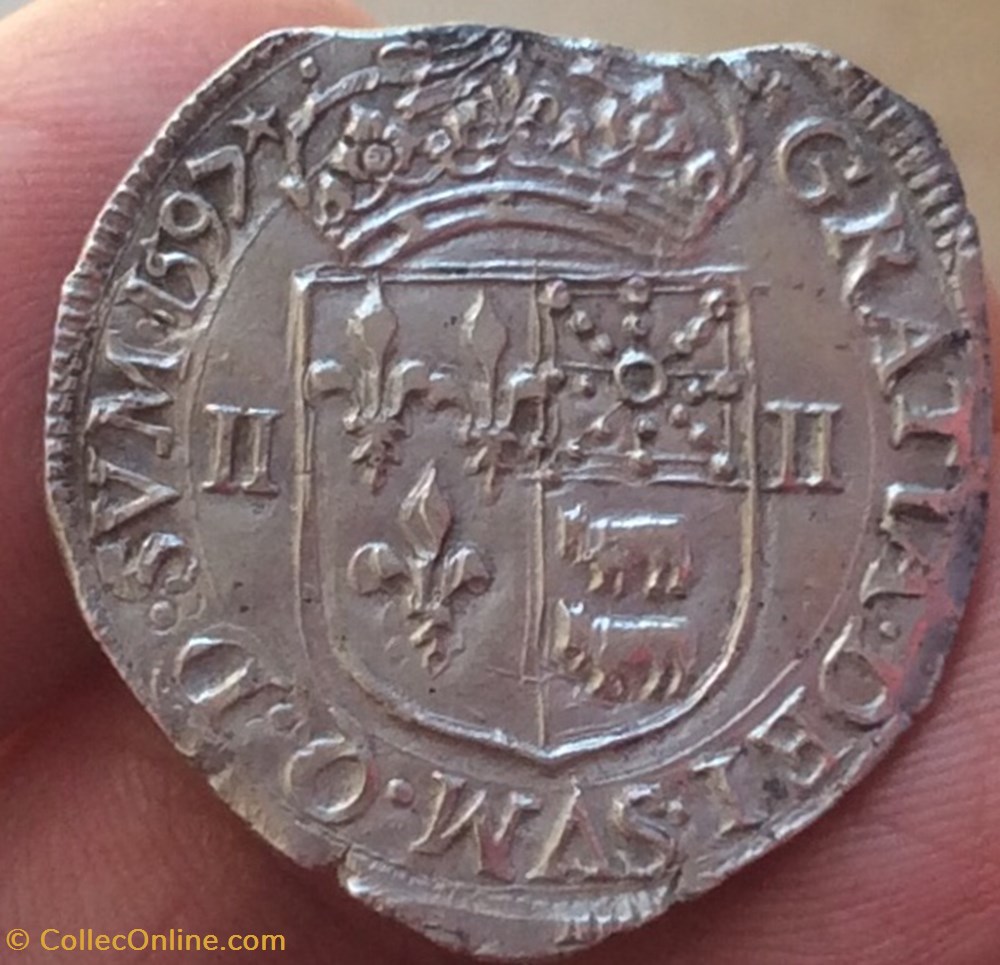 Quart d’écu du Béarn Henri IIII 1597 Morlaas monnaies france royales quart d ecu du bearn henri iiii 1597 morlaas